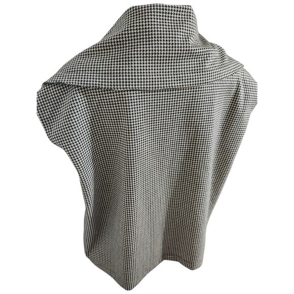 Bryn Walker Black White Houndstooth Ruched Sides Zip Up Vest - Sz. XXS Oversize - Picture 9 of 9